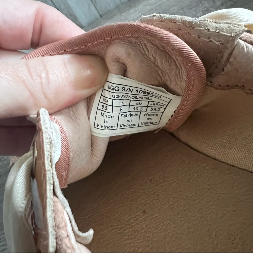 UGG Evangeline Suntan Nubuck Leather Suede Sneakers with Gold Toe 9.5 - Picture 8 of 8